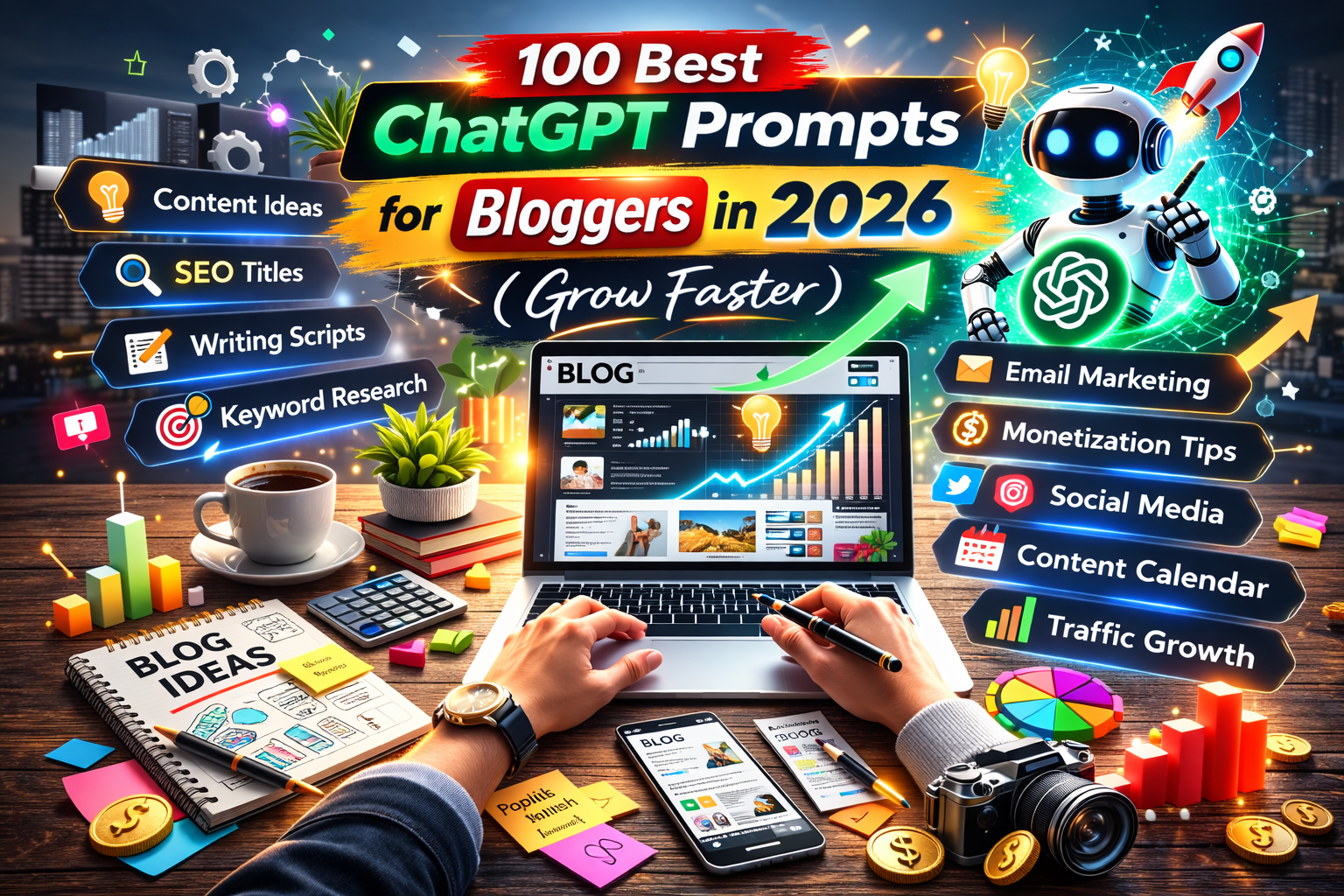 100 Best ChatGPT Prompts for Bloggers in 2026 (Grow Faster)