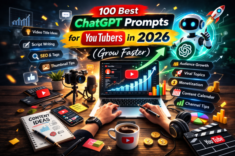 100 Best ChatGPT Prompts for YouTubers in 2026 (Grow Faster)
