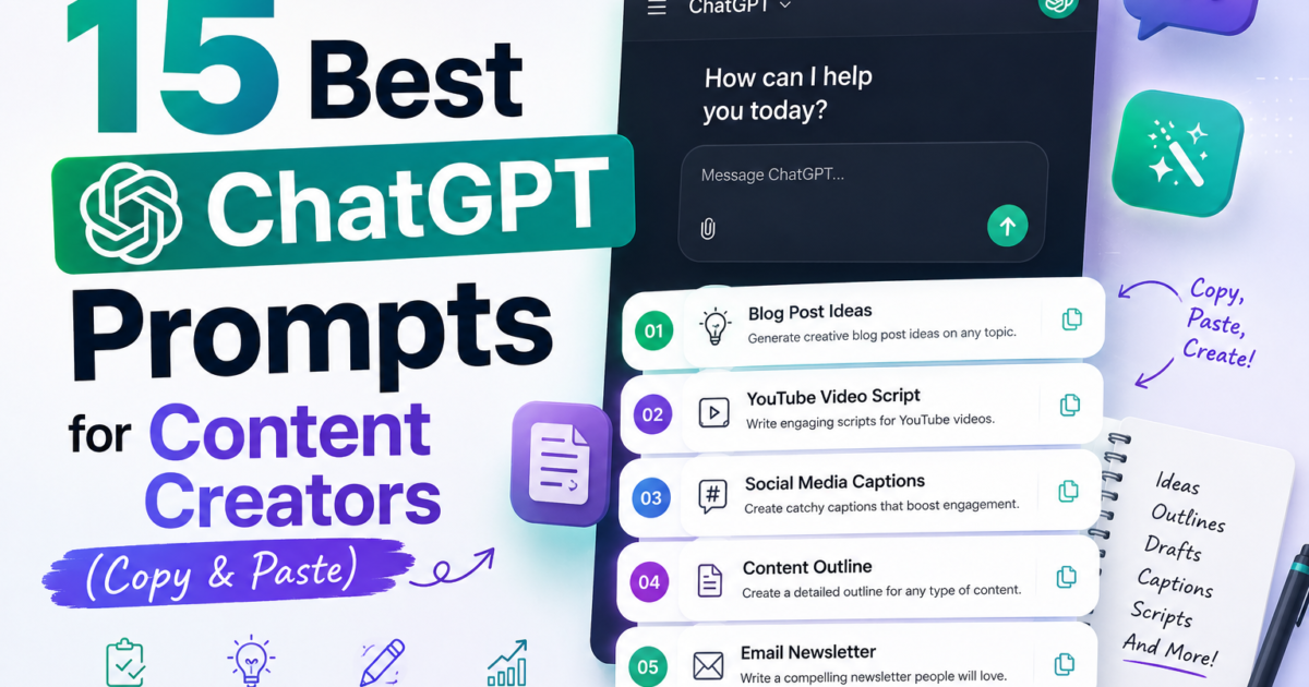 15 Best ChatGPT Prompts for Content Creators (Copy & Paste)