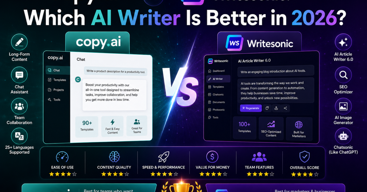 Copy.ai vs Writesonic: Which AI Writer Is Better in 2026?